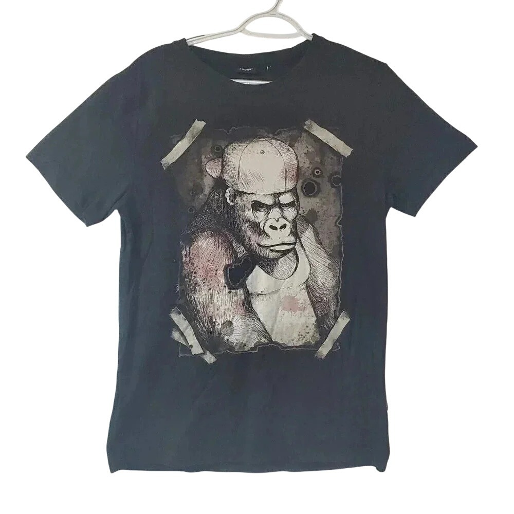 Gorilla Streetwear Slim Fit Black Graphic T-Shirt Mens Large Tee